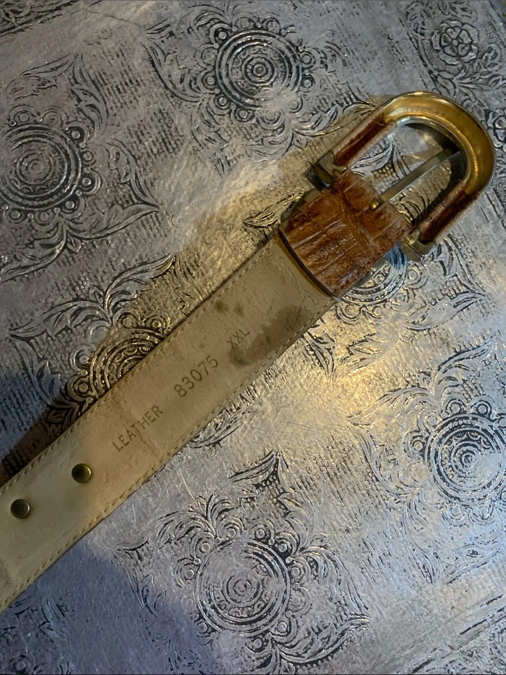 Vintage Leather Belt with Gold Animals